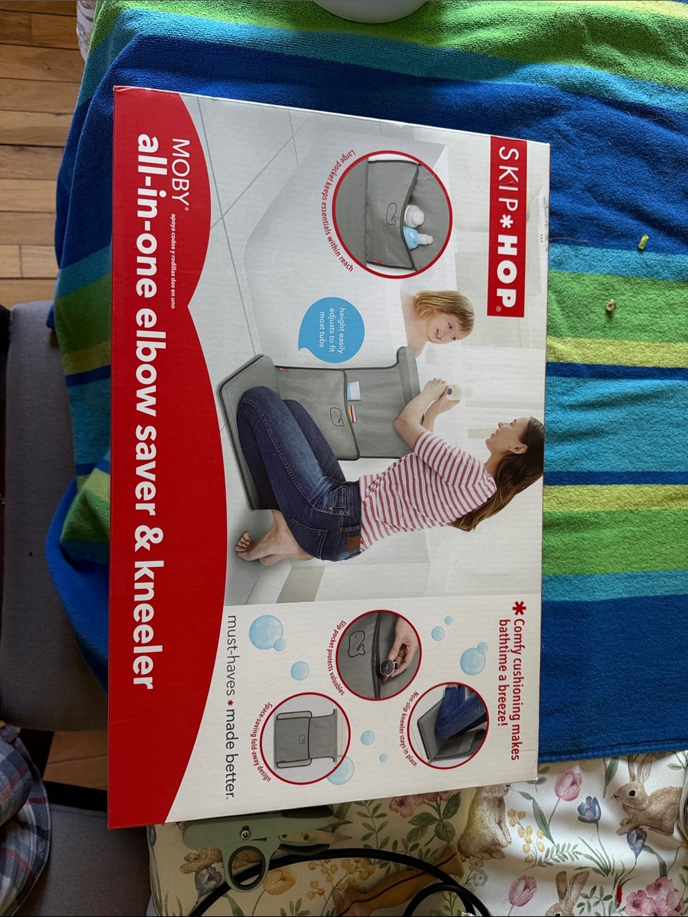 Skip Hop gray and red Moby all-in-one elbow saver & kneeler